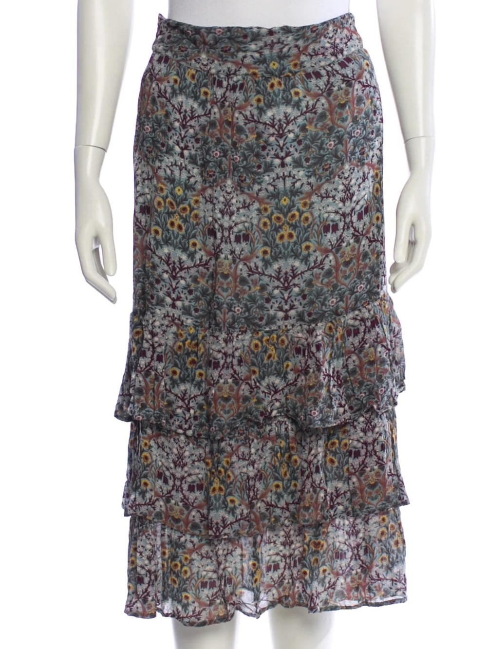 BA&SH $290 • size large • Paula Midi Skirt • Amande Tiered Fall Autumn - Picture 3 of 9